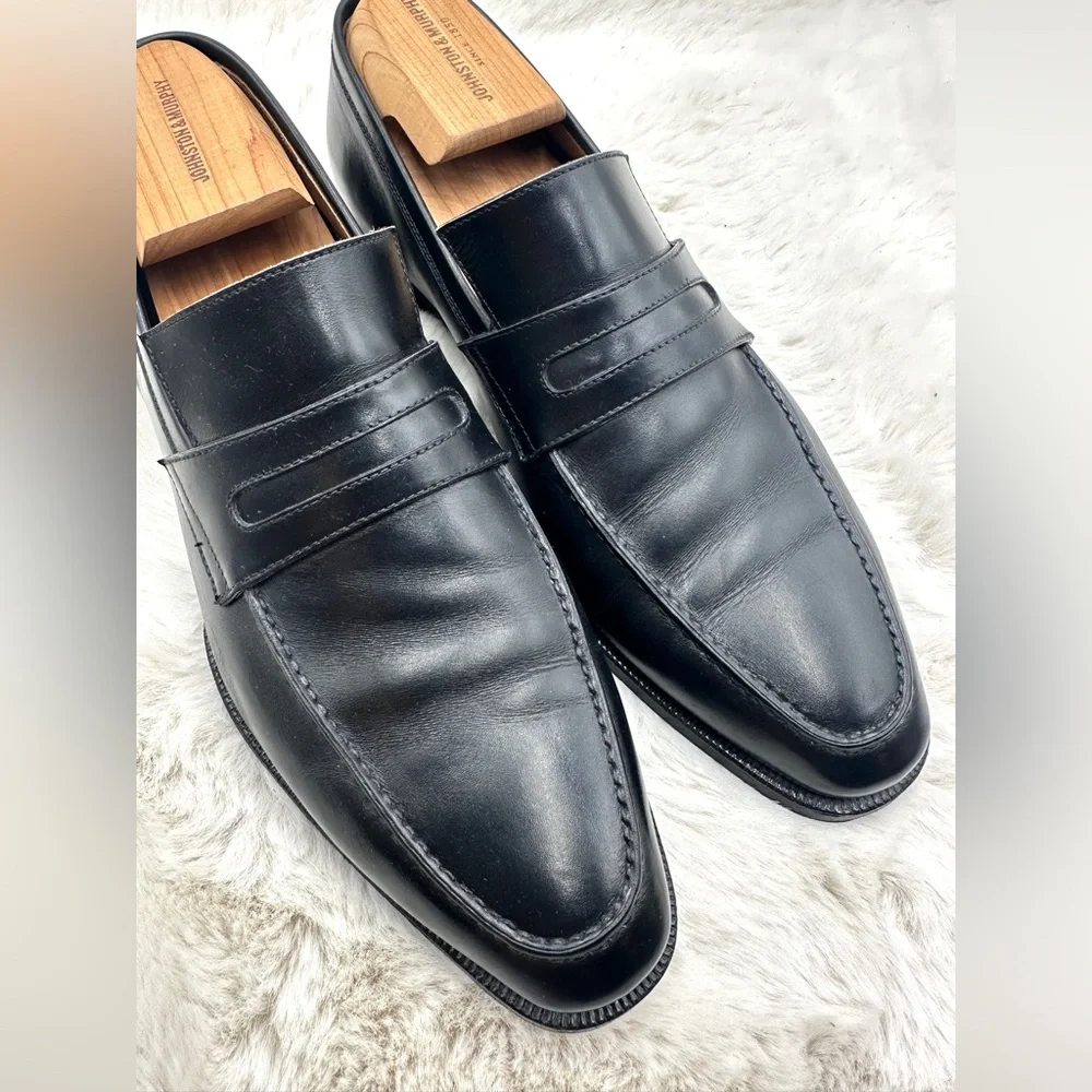 Gravati Black Leather Penny Loafers‎ Italy Mens 9.5 D like NEW dress shoes